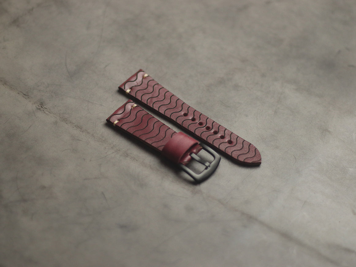 "E2" ENGRAVED STRAPS - CARMINE BURGUNDY