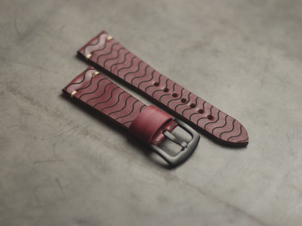 "E2" ENGRAVED STRAPS - CARMINE BURGUNDY