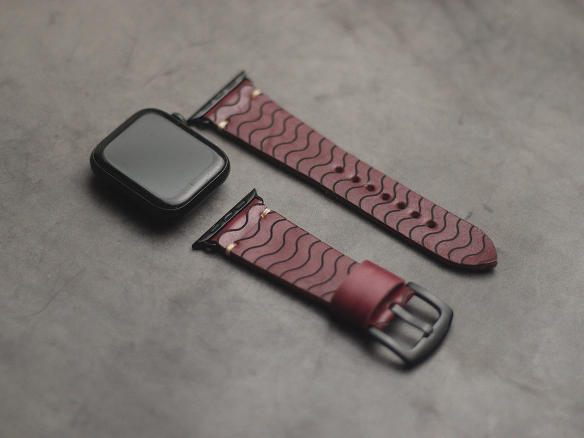 "E2" ENGRAVED STRAPS - CARMINE BURGUNDY