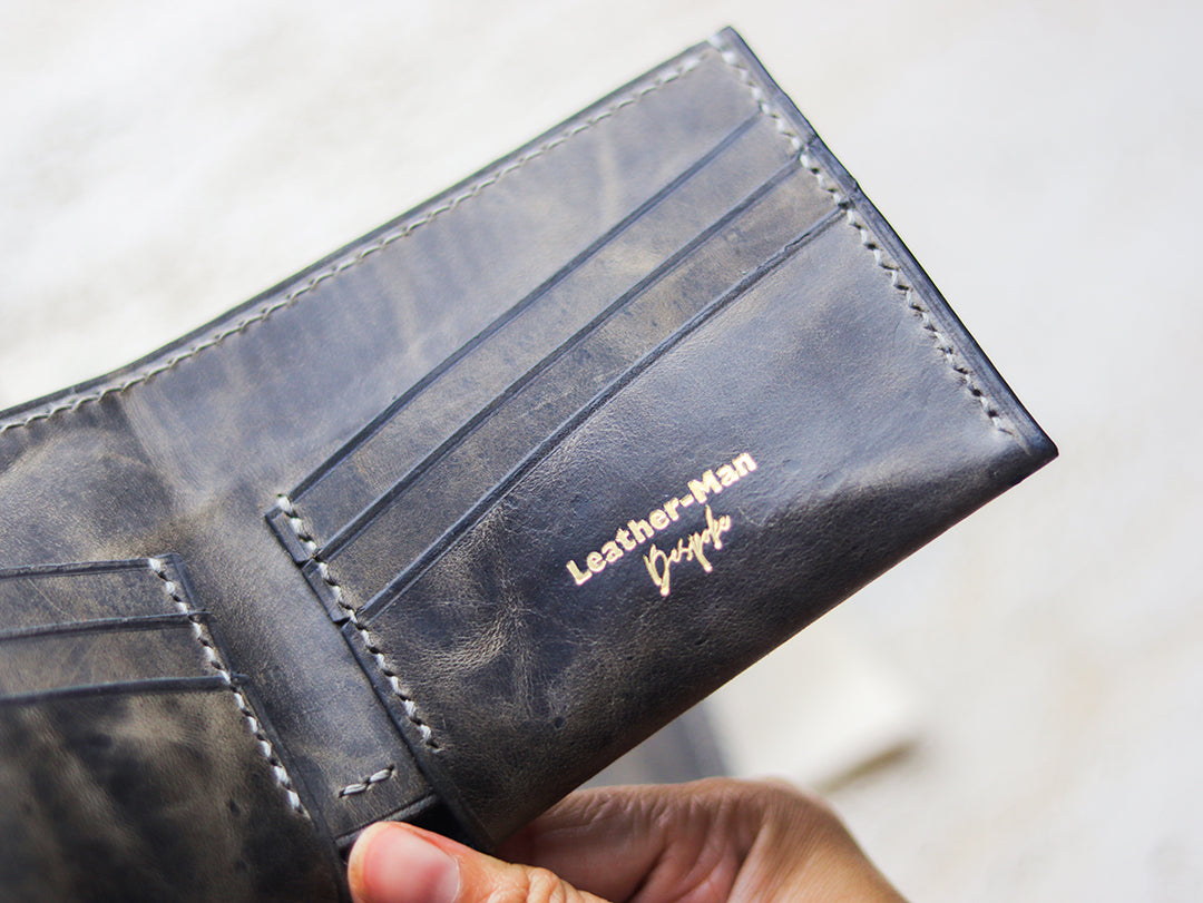 ATTICUS - Midnight Gray Veg Tan Waxed Pull Up Leather