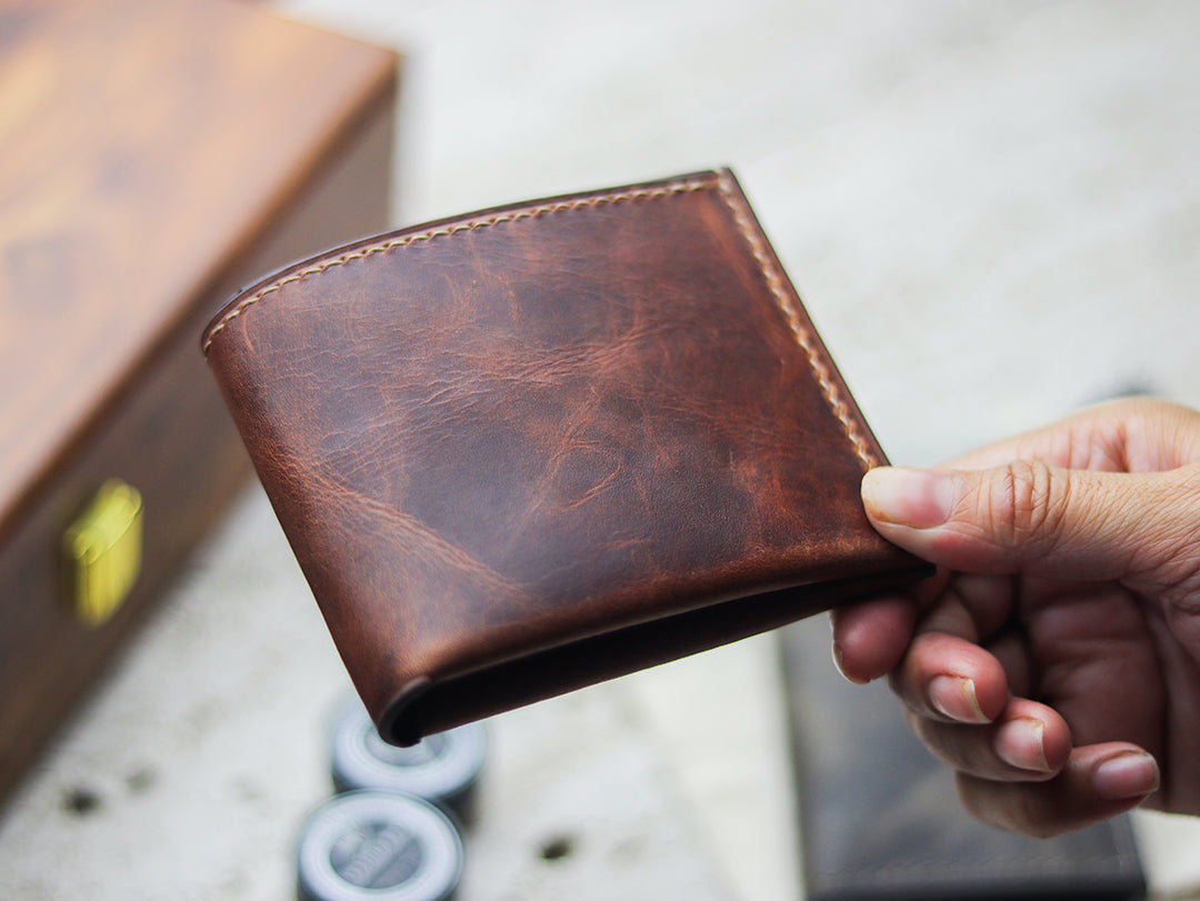 ATTICUS - Whisky Brown Veg Tan Waxed Pull Up Leather