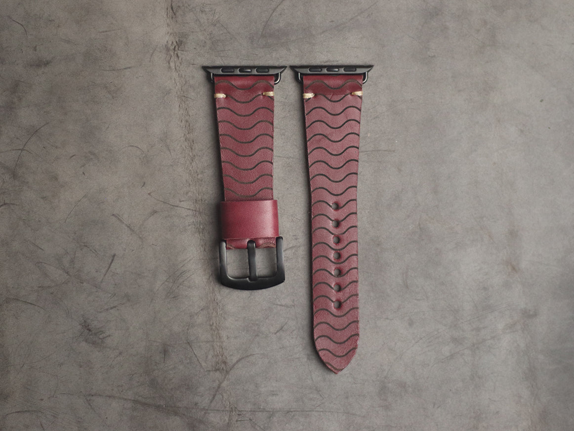 "E2" ENGRAVED STRAPS - CARMINE BURGUNDY