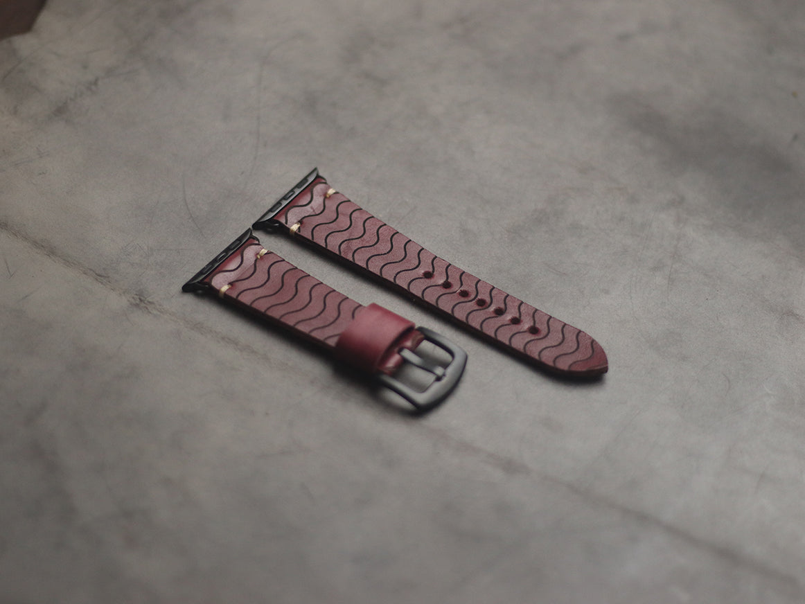"E2" ENGRAVED STRAPS - CARMINE BURGUNDY