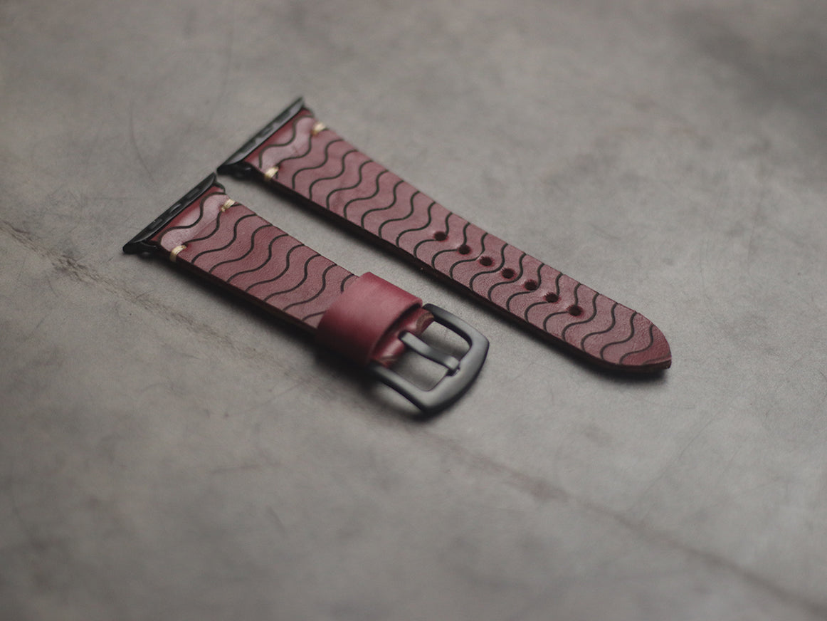 "E2" ENGRAVED STRAPS - CARMINE BURGUNDY