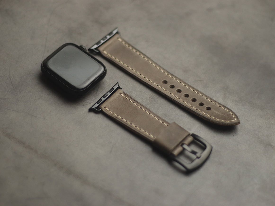 CHARCOAL GREY FULL STITCHED HAND-CRAFTED APPLE WATCH STRAPS