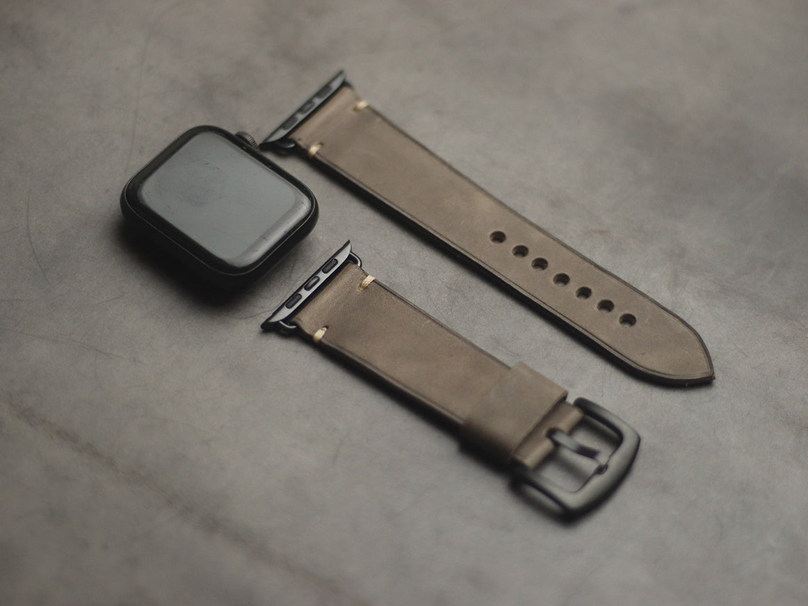 CHARCOAL GREY MINIMAL STITCHED HAND-CRAFTED APPLE WATCH STRAPS