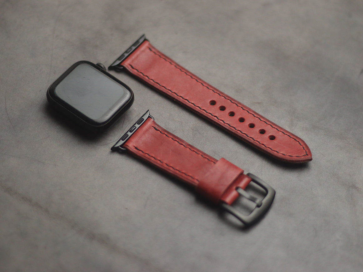 PRISMATIC RED FULL STITCHED HAND-CRAFTED APPLE WATCH STRAPS