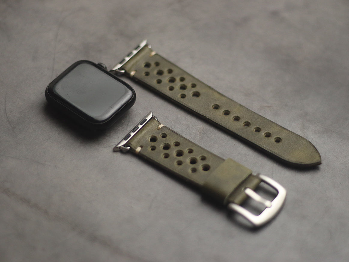 SEAWEED GREEN RALLY HAND-CRAFTED APPLE WATCH STRAPS