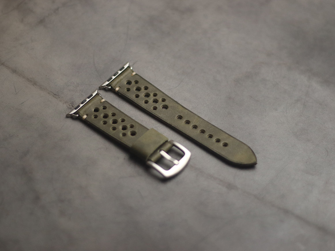 SEAWEED GREEN RALLY HAND-CRAFTED APPLE WATCH STRAPS
