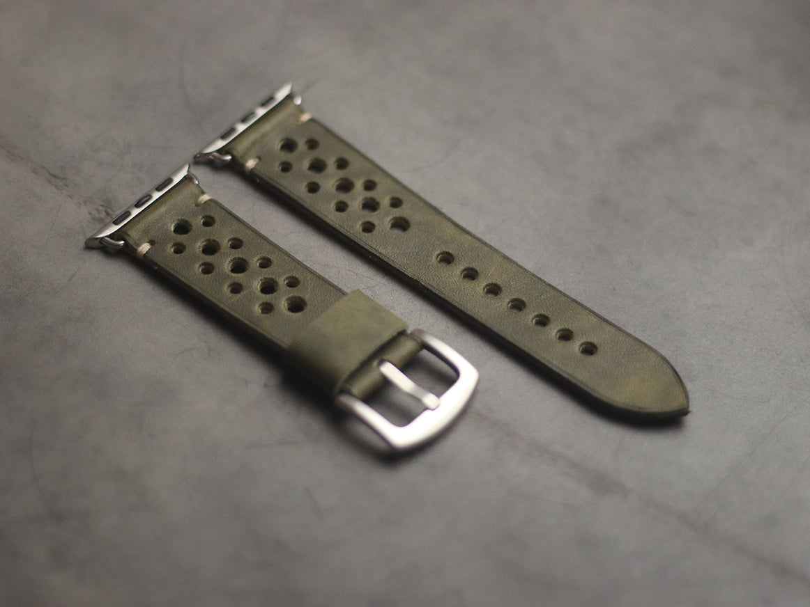 SEAWEED GREEN RALLY HAND-CRAFTED APPLE WATCH STRAPS