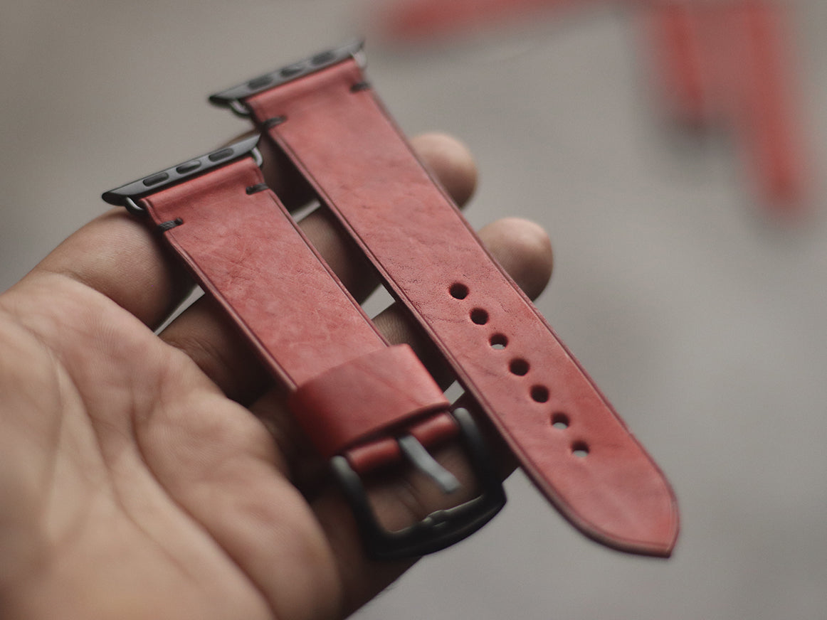 PRISMATIC RED MINIMAL STITCHED HAND-CRAFTED APPLE WATCH STRAPS