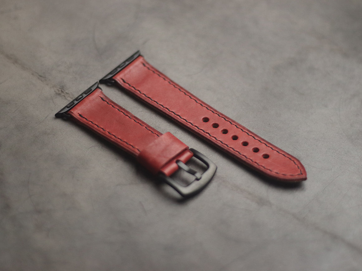 PRISMATIC RED FULL STITCHED HAND-CRAFTED APPLE WATCH STRAPS