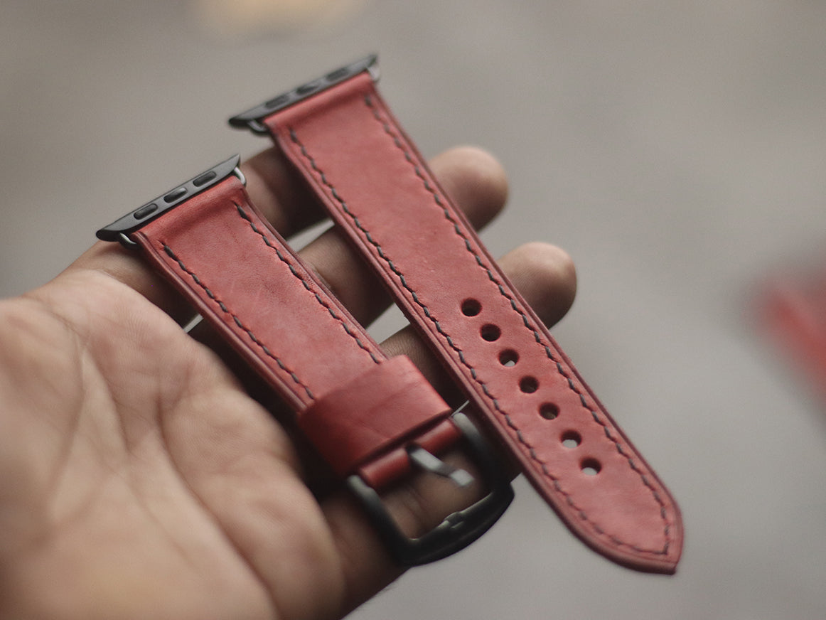 PRISMATIC RED FULL STITCHED HAND-CRAFTED APPLE WATCH STRAPS