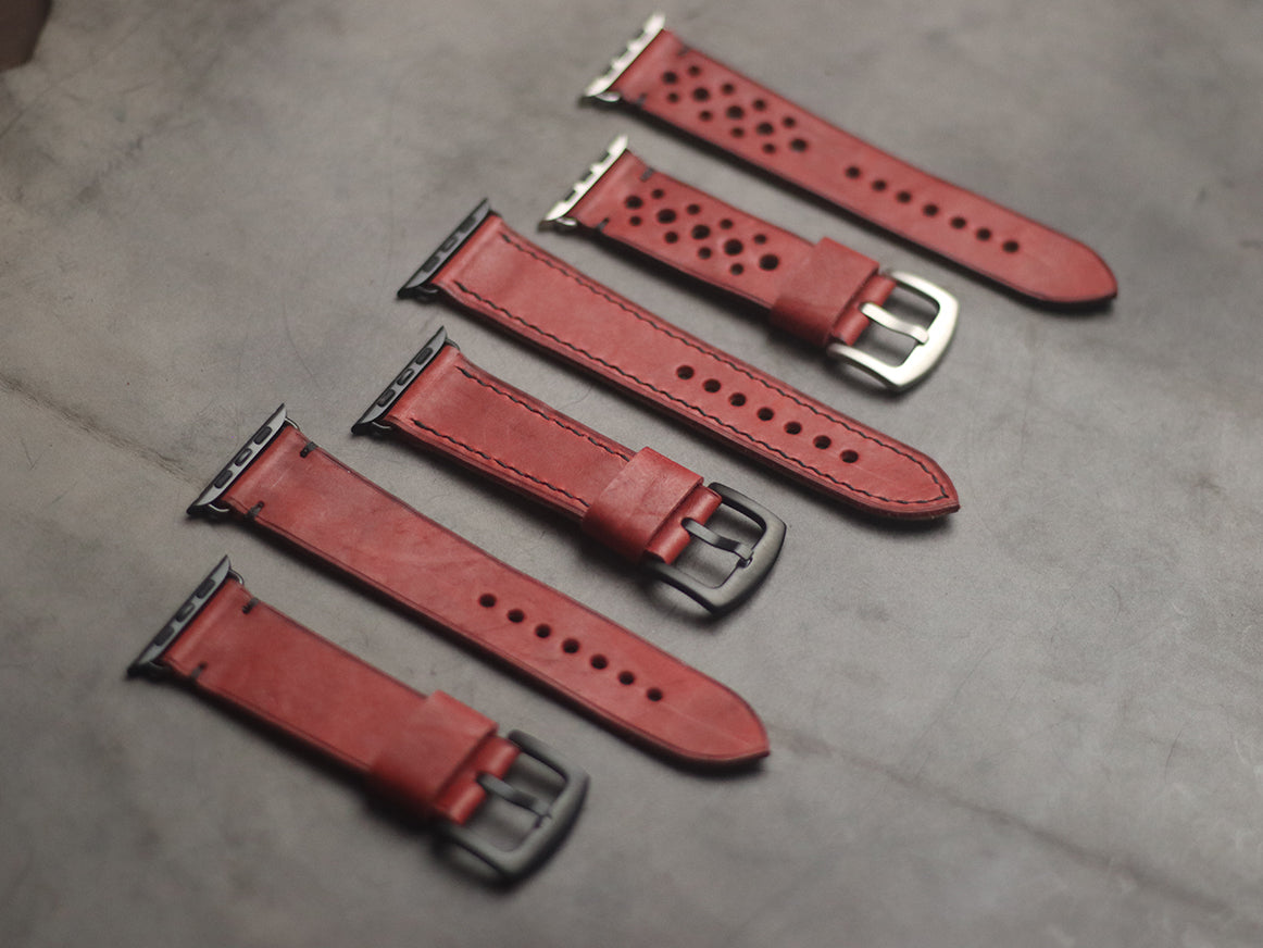 PRISMATIC RED FULL STITCHED HAND-CRAFTED APPLE WATCH STRAPS