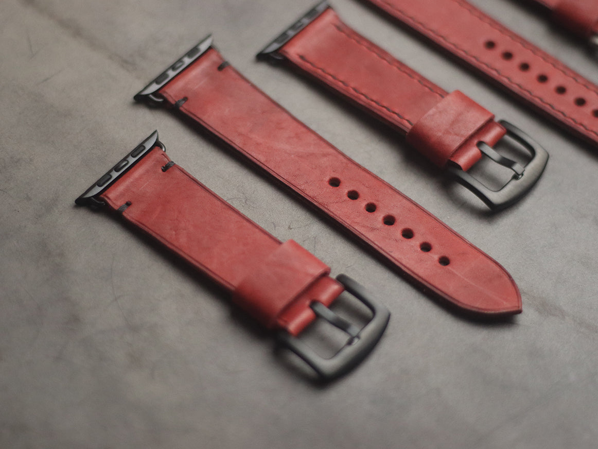 PRISMATIC RED MINIMAL STITCHED HAND-CRAFTED APPLE WATCH STRAPS