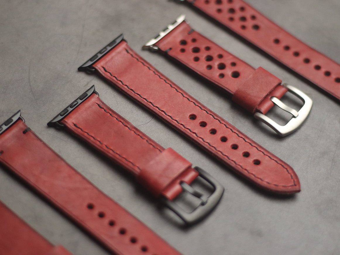 PRISMATIC RED MINIMAL STITCHED HAND-CRAFTED APPLE WATCH STRAPS