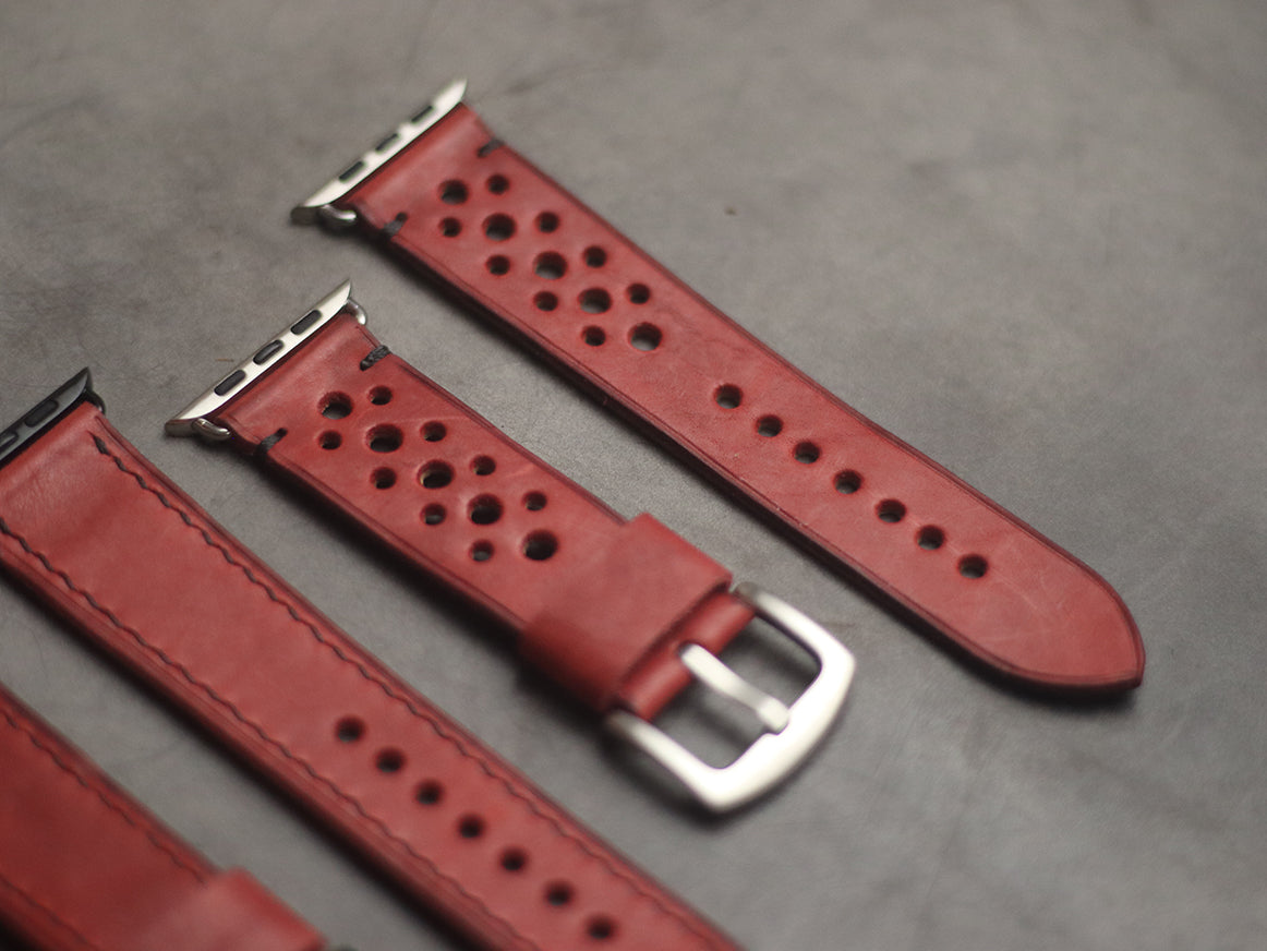 PRISMATIC RED MINIMAL STITCHED HAND-CRAFTED APPLE WATCH STRAPS