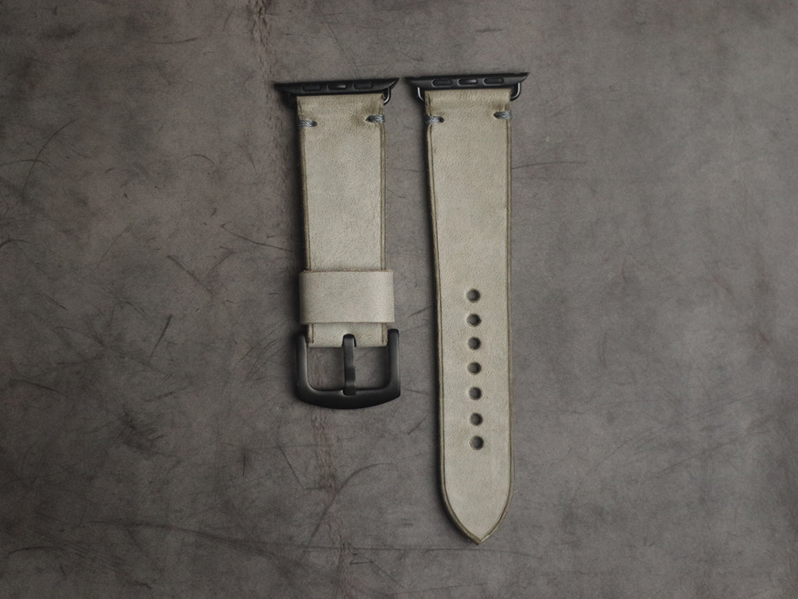 MISTY GREY MINIMAL STITCHED HAND-CRAFTED APPLE WATCH STRAPS