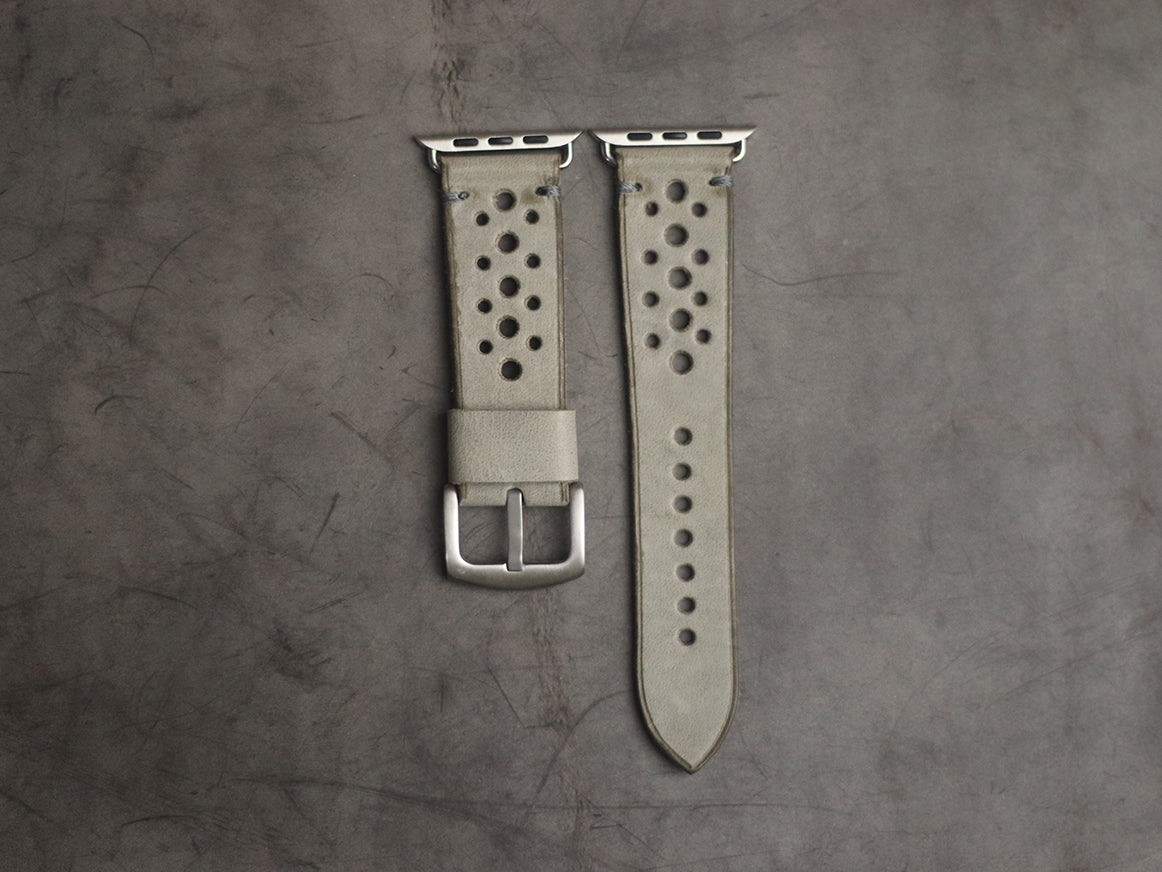 MISTY GREY RALLY HAND-CRAFTED APPLE WATCH STRAPS