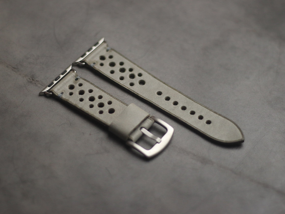 MISTY GREY RALLY HAND-CRAFTED APPLE WATCH STRAPS
