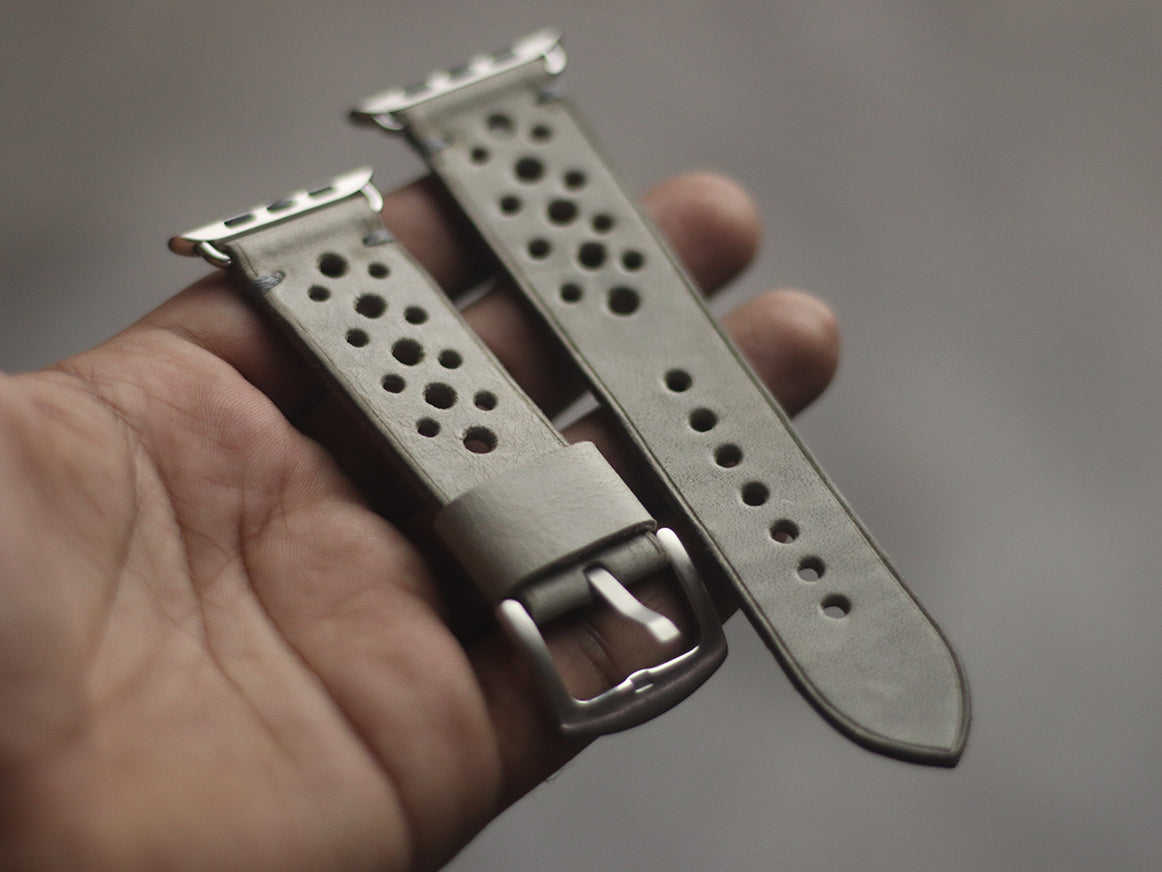 MISTY GREY RALLY HAND-CRAFTED APPLE WATCH STRAPS