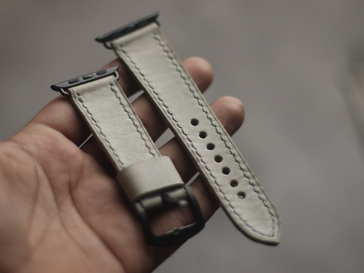 MISTY GREY FULL STITCHED HAND-CRAFTED APPLE WATCH STRAPS