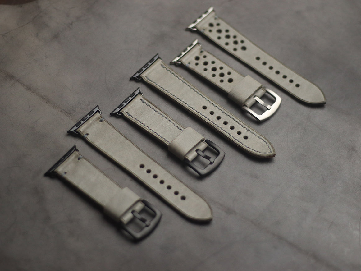 MISTY GREY RALLY HAND-CRAFTED APPLE WATCH STRAPS