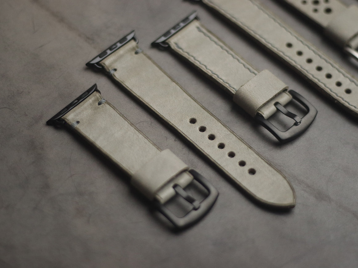 MISTY GREY RALLY HAND-CRAFTED APPLE WATCH STRAPS