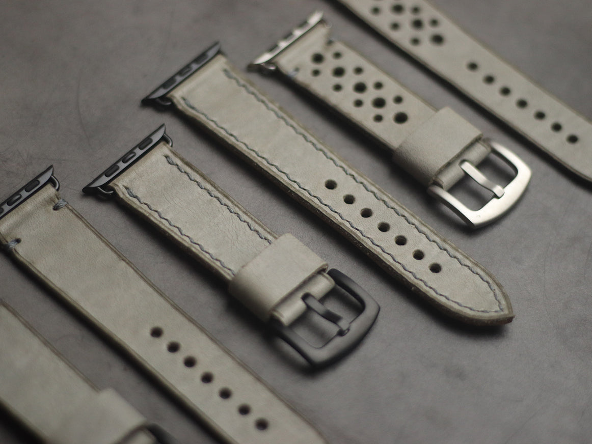 MISTY GREY RALLY HAND-CRAFTED APPLE WATCH STRAPS