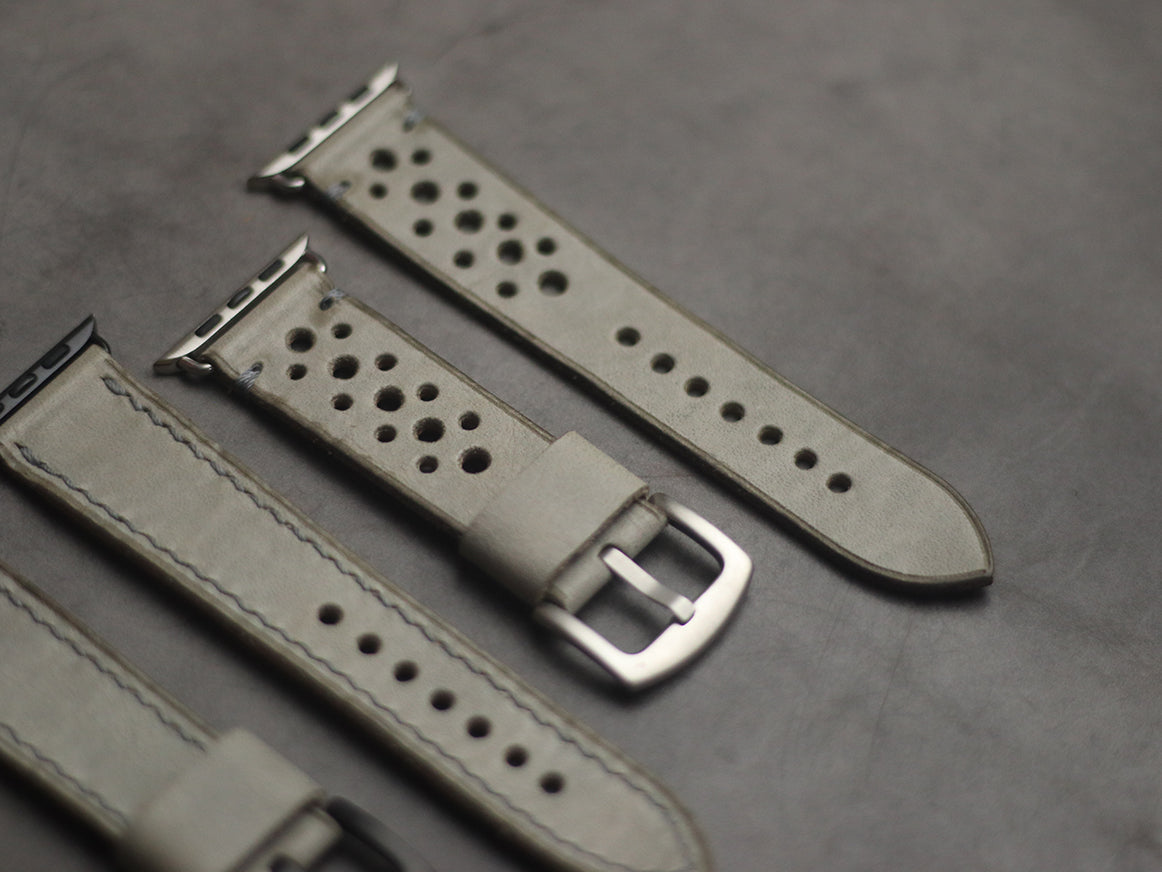 MISTY GREY MINIMAL STITCHED HAND-CRAFTED APPLE WATCH STRAPS