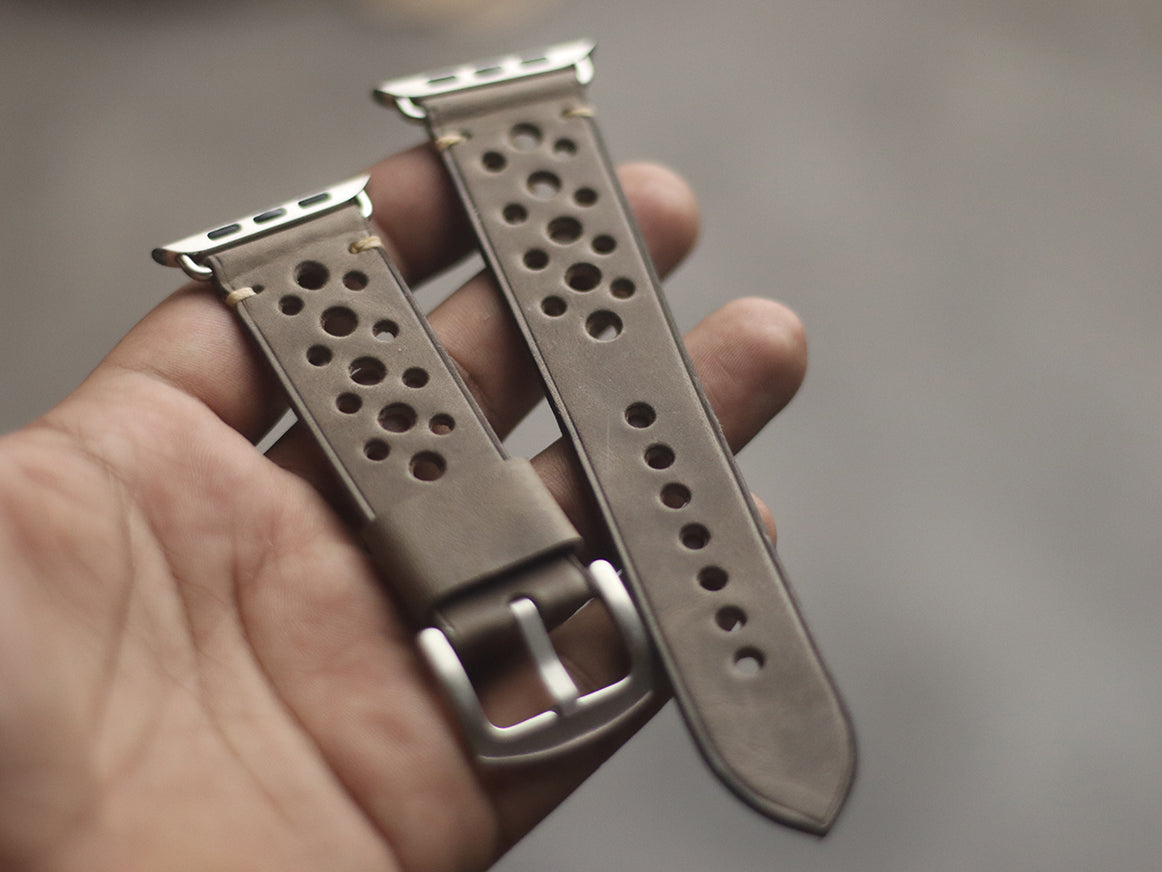 CHARCOAL GREY RALLY HAND-CRAFTED APPLE WATCH STRAPS