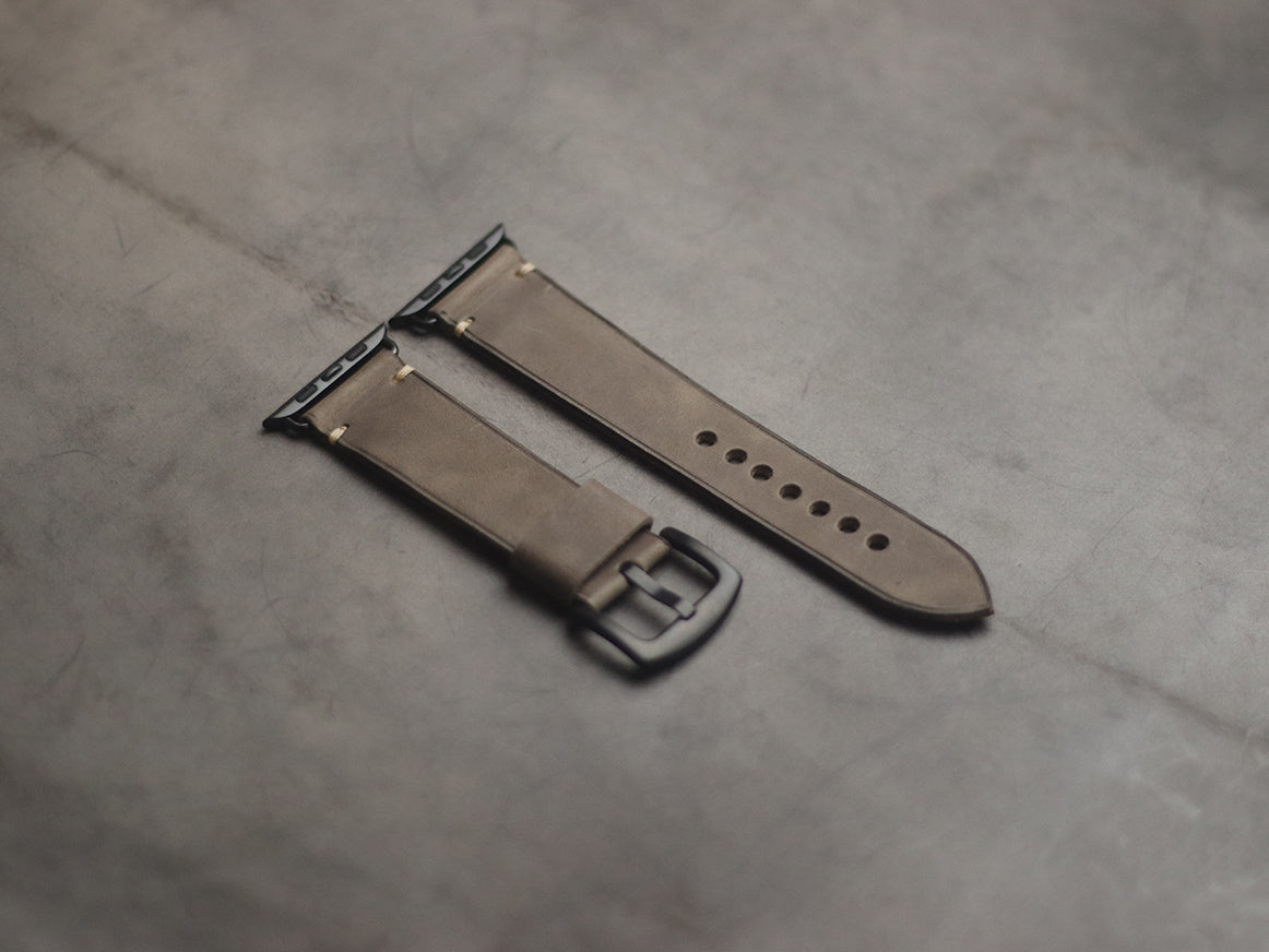 CHARCOAL GREY MINIMAL STITCHED HAND-CRAFTED APPLE WATCH STRAPS