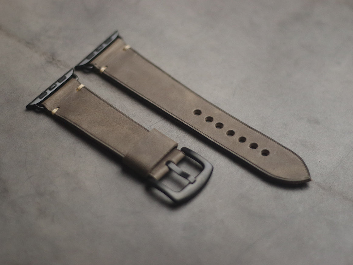 CHARCOAL GREY MINIMAL STITCHED HAND-CRAFTED APPLE WATCH STRAPS