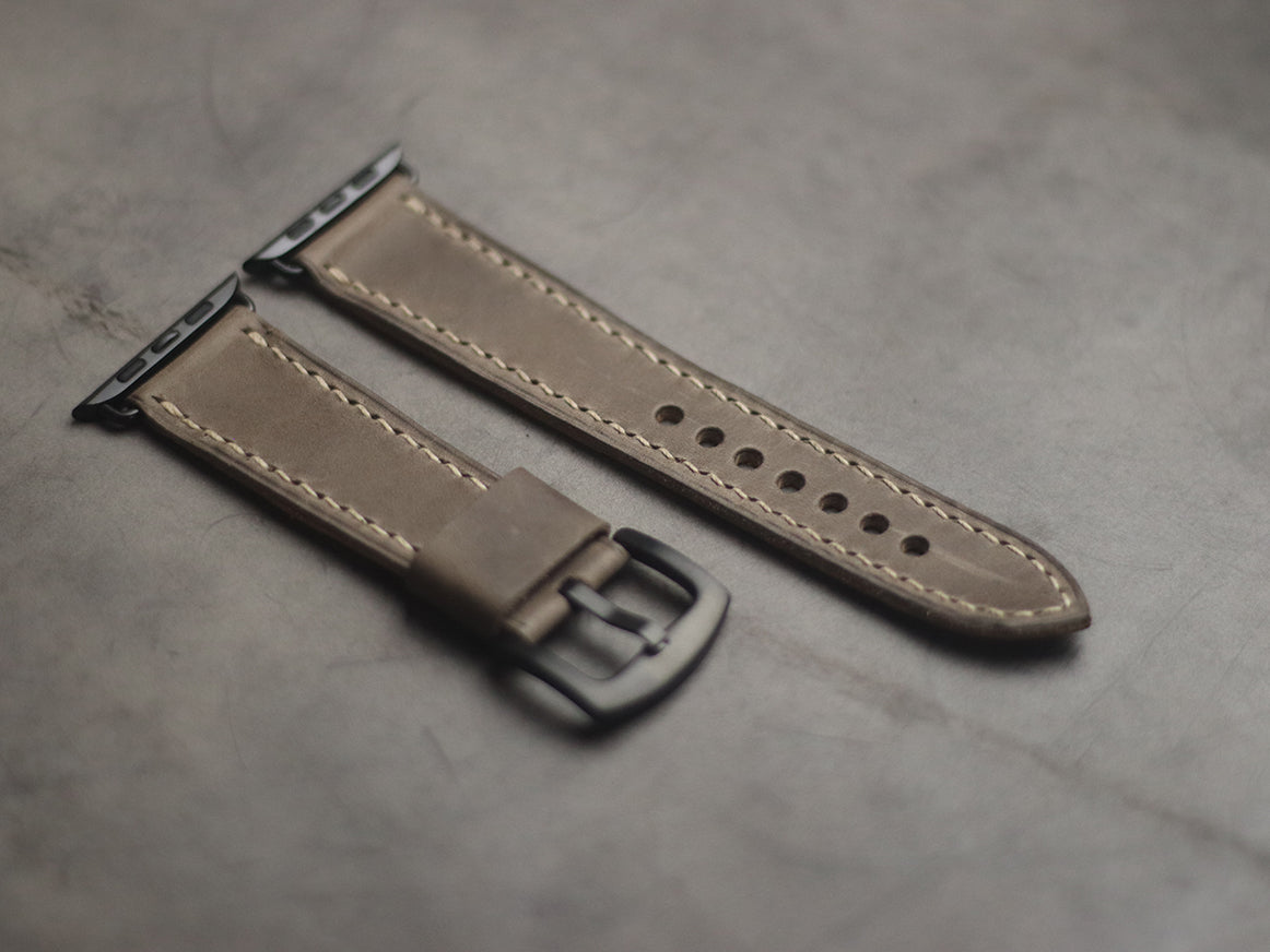 CHARCOAL GREY FULL STITCHED HAND-CRAFTED APPLE WATCH STRAPS