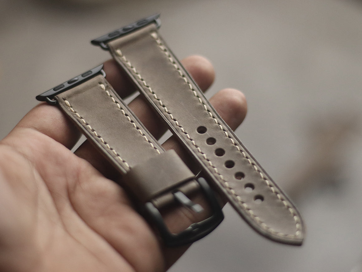 CHARCOAL GREY FULL STITCHED HAND-CRAFTED APPLE WATCH STRAPS