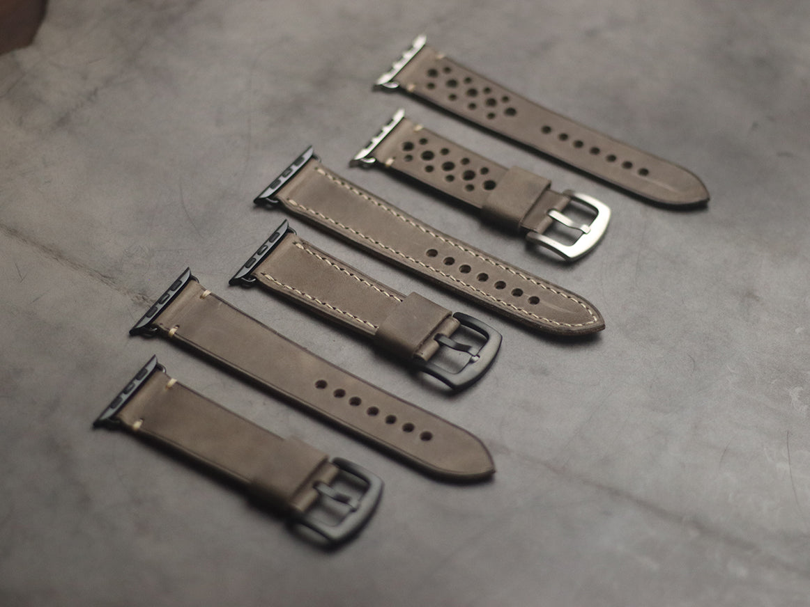CHARCOAL GREY FULL STITCHED HAND-CRAFTED APPLE WATCH STRAPS