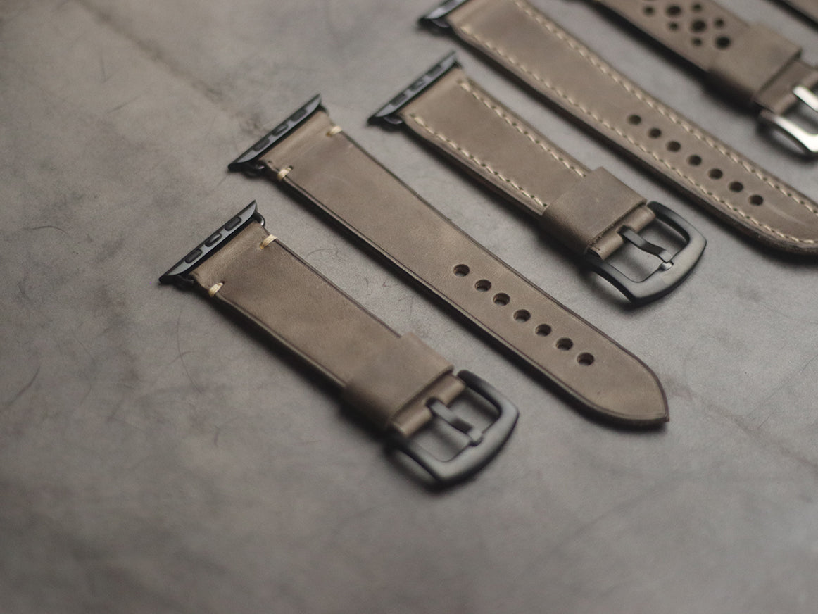 CHARCOAL GREY MINIMAL STITCHED HAND-CRAFTED APPLE WATCH STRAPS