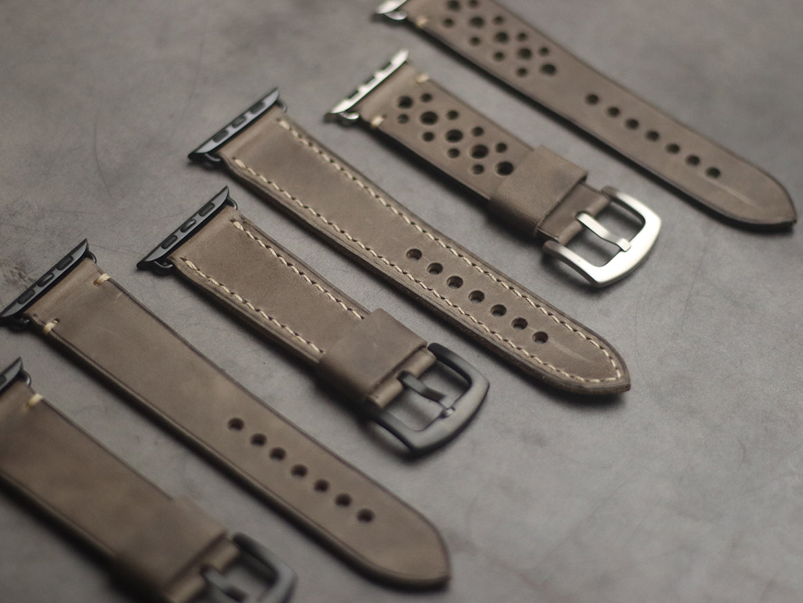 CHARCOAL GREY MINIMAL STITCHED HAND-CRAFTED APPLE WATCH STRAPS