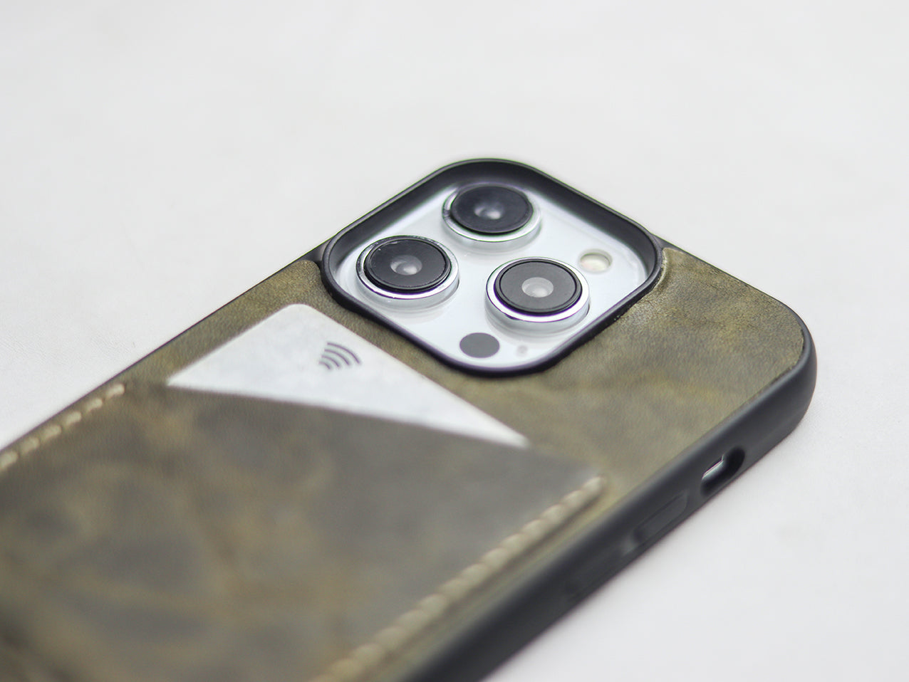 SEAWEED GREEN LEATHER WALLET PHONE CASE