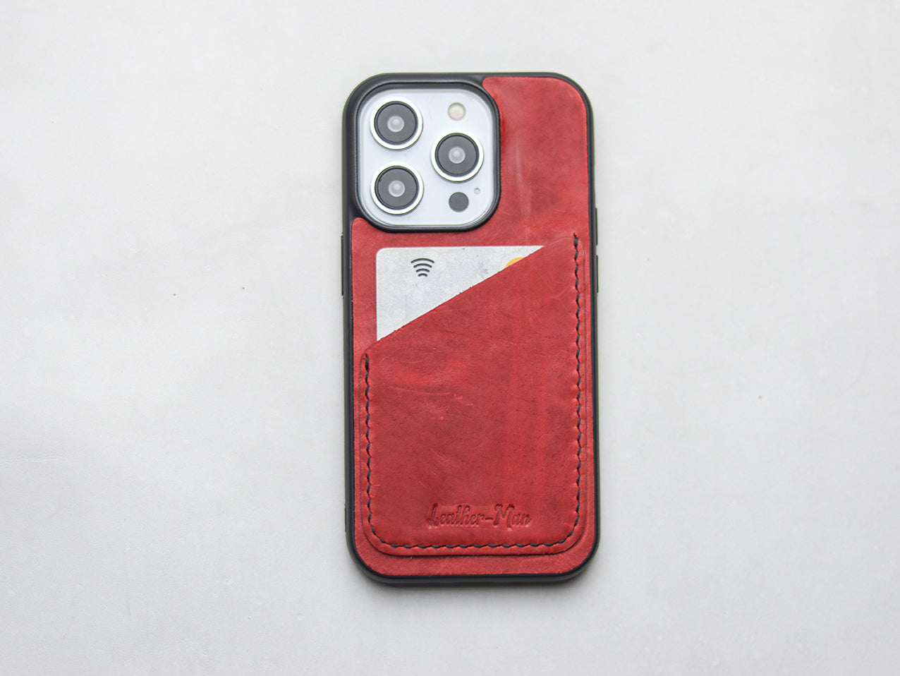 PRISMATIC RED LEATHER  WALLET PHONE CASE