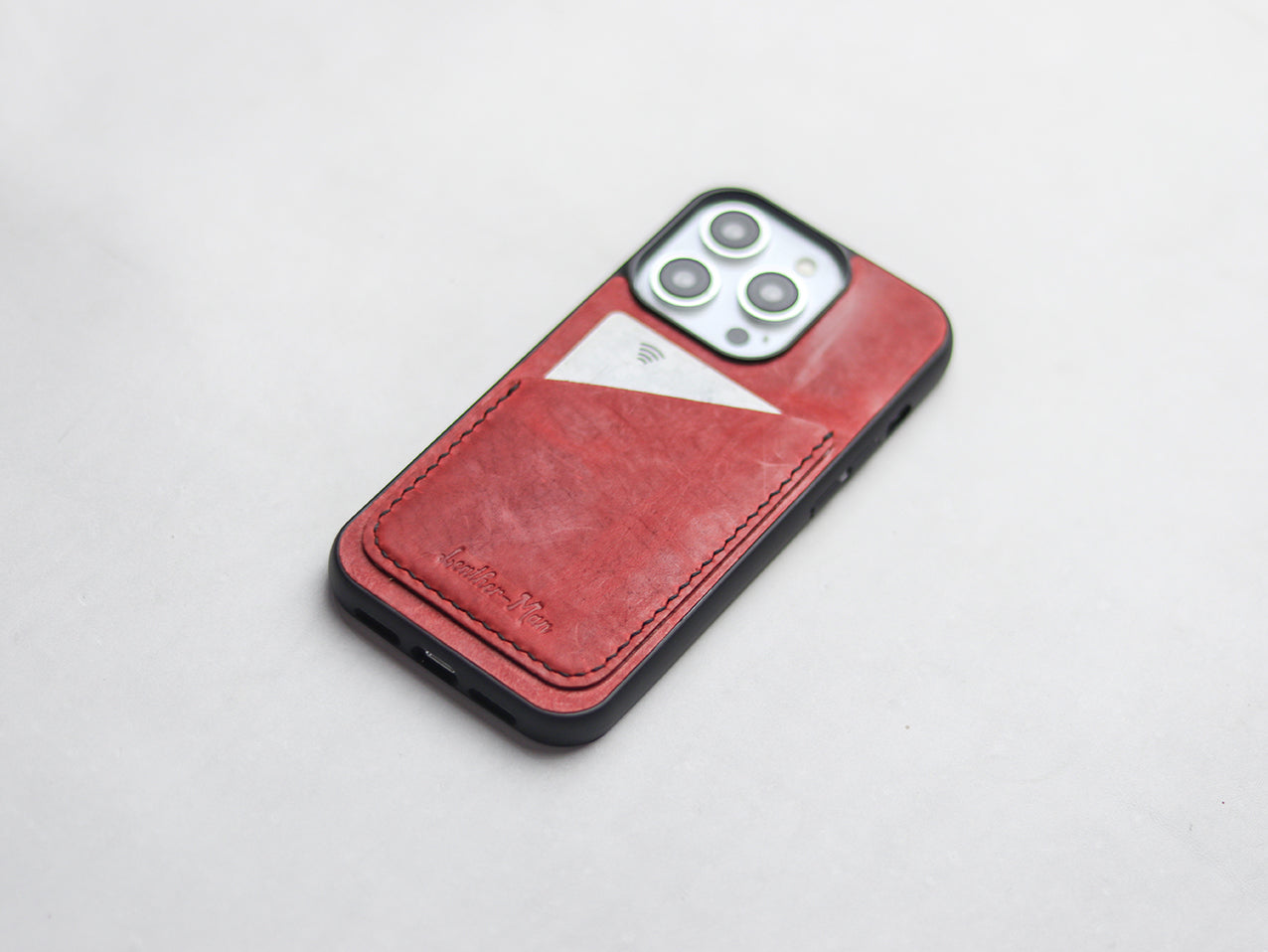 PRISMATIC RED LEATHER  WALLET PHONE CASE