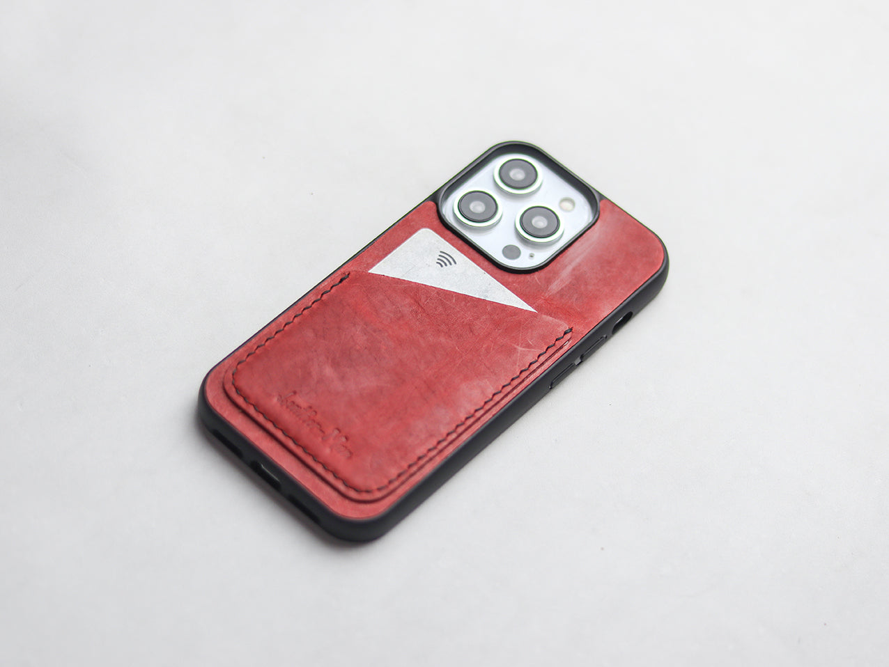 PRISMATIC RED LEATHER  WALLET PHONE CASE