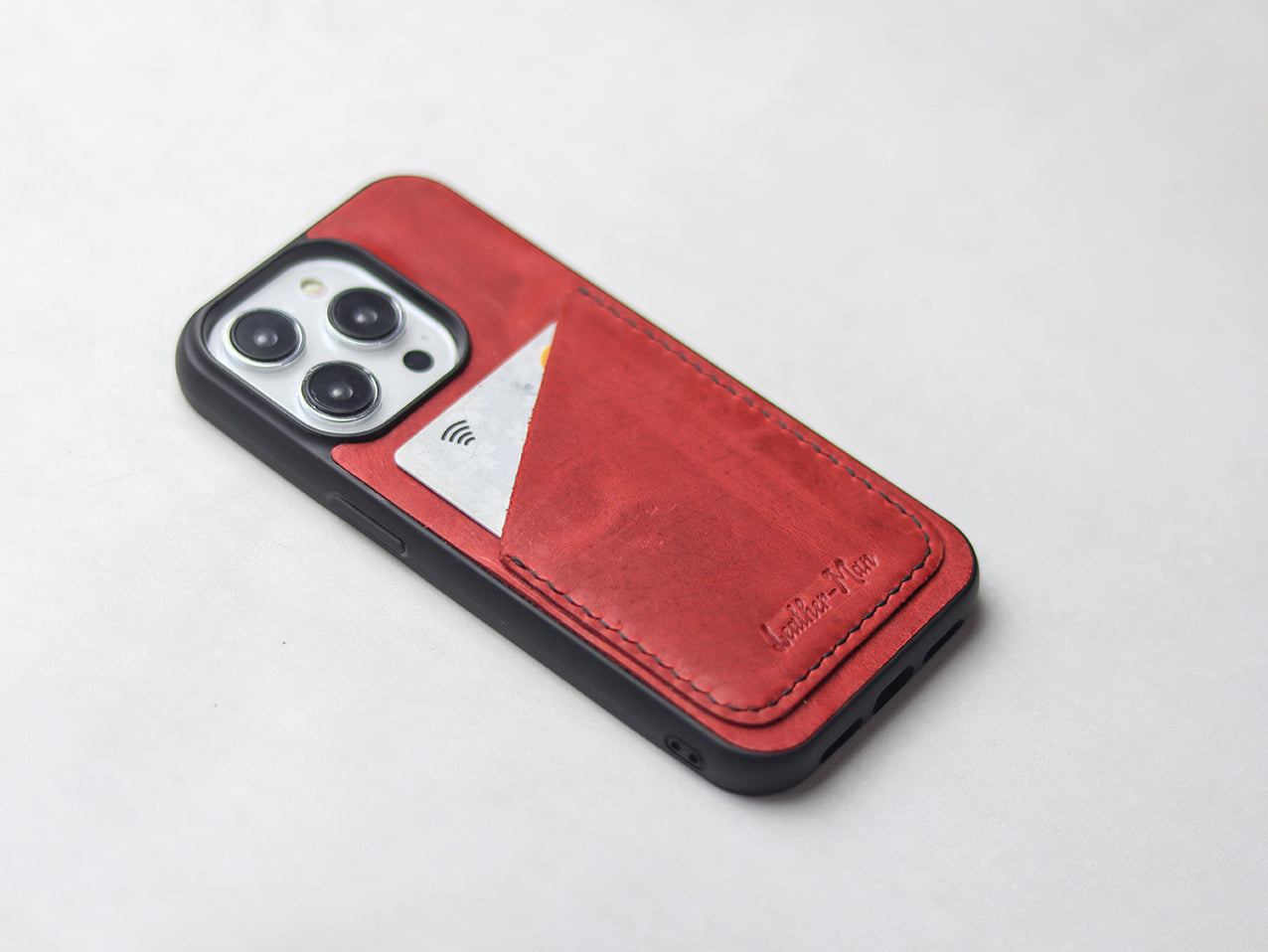 PRISMATIC RED LEATHER  WALLET PHONE CASE