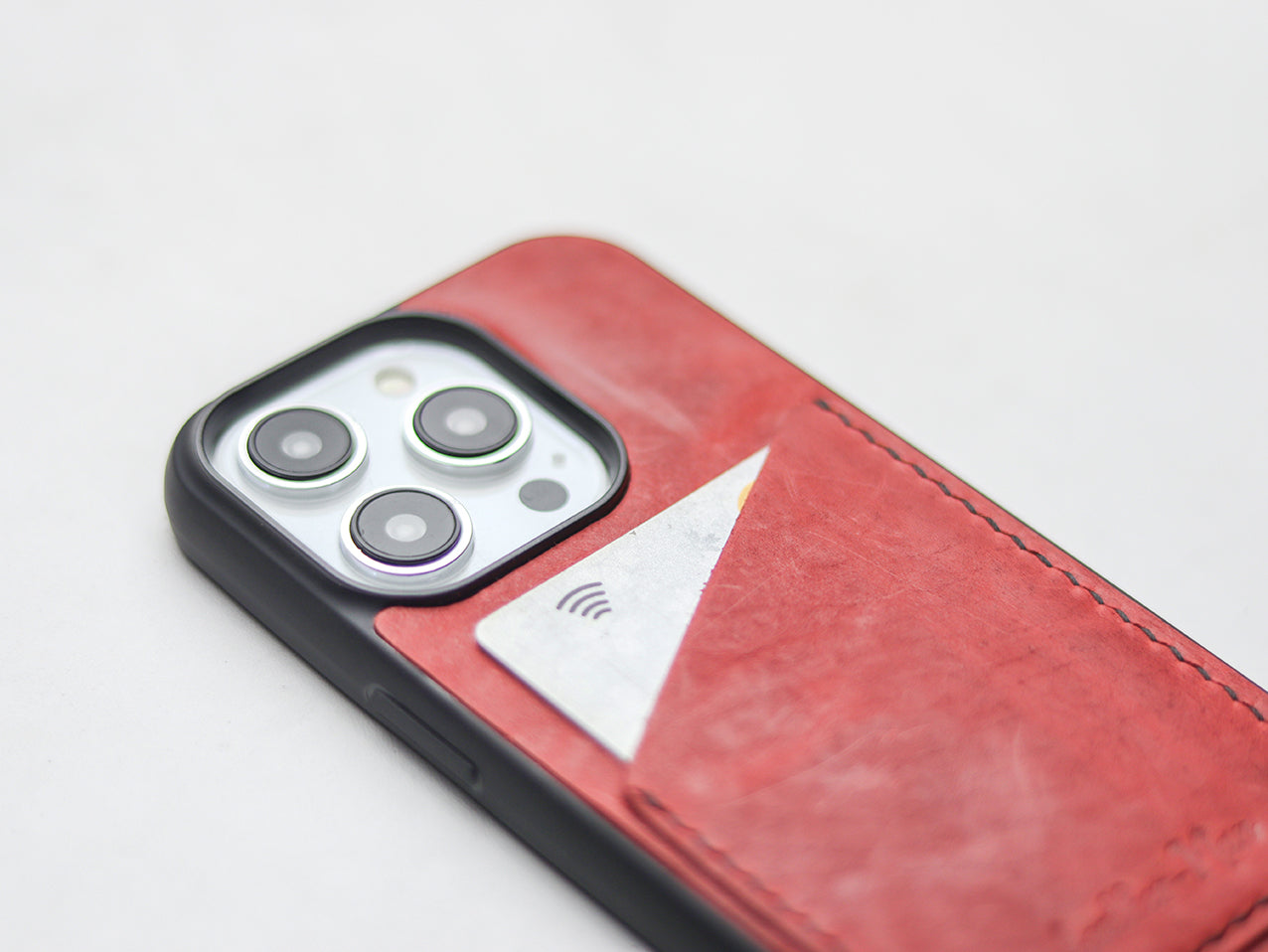 PRISMATIC RED LEATHER  WALLET PHONE CASE