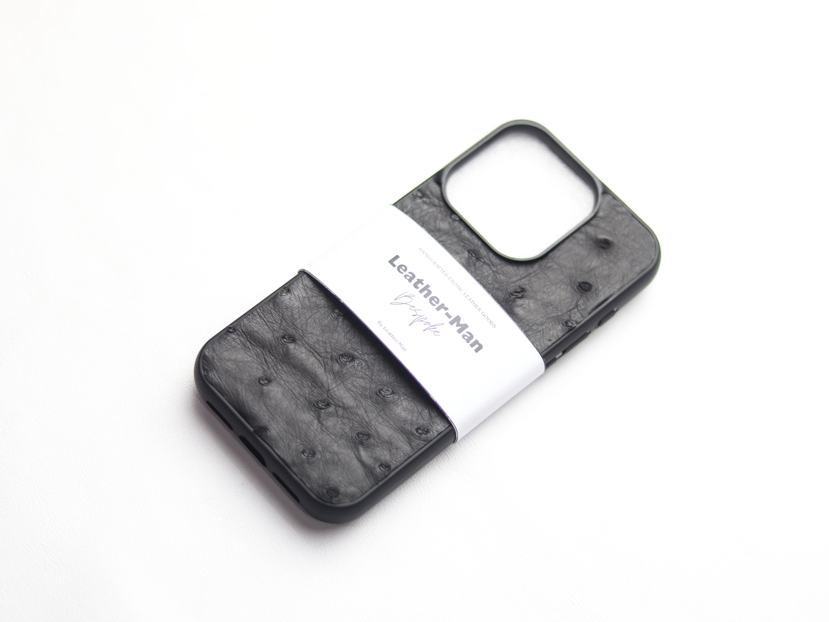 SHARK GRAY OSTRICH SKIN PHONE CASE (FOLLICLE)