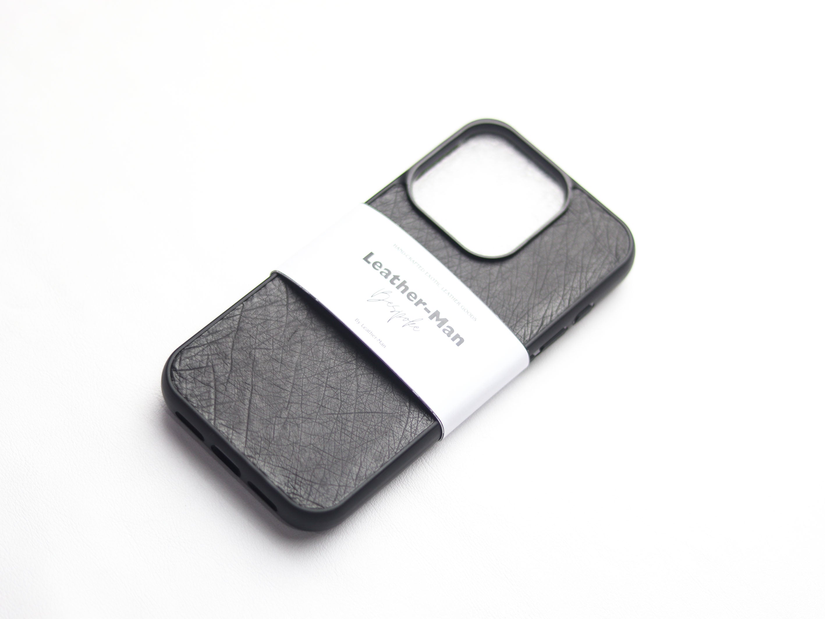 SHARK GRAY OSTRICH SKIN PHONE CASE (NON-FOLLICLE)