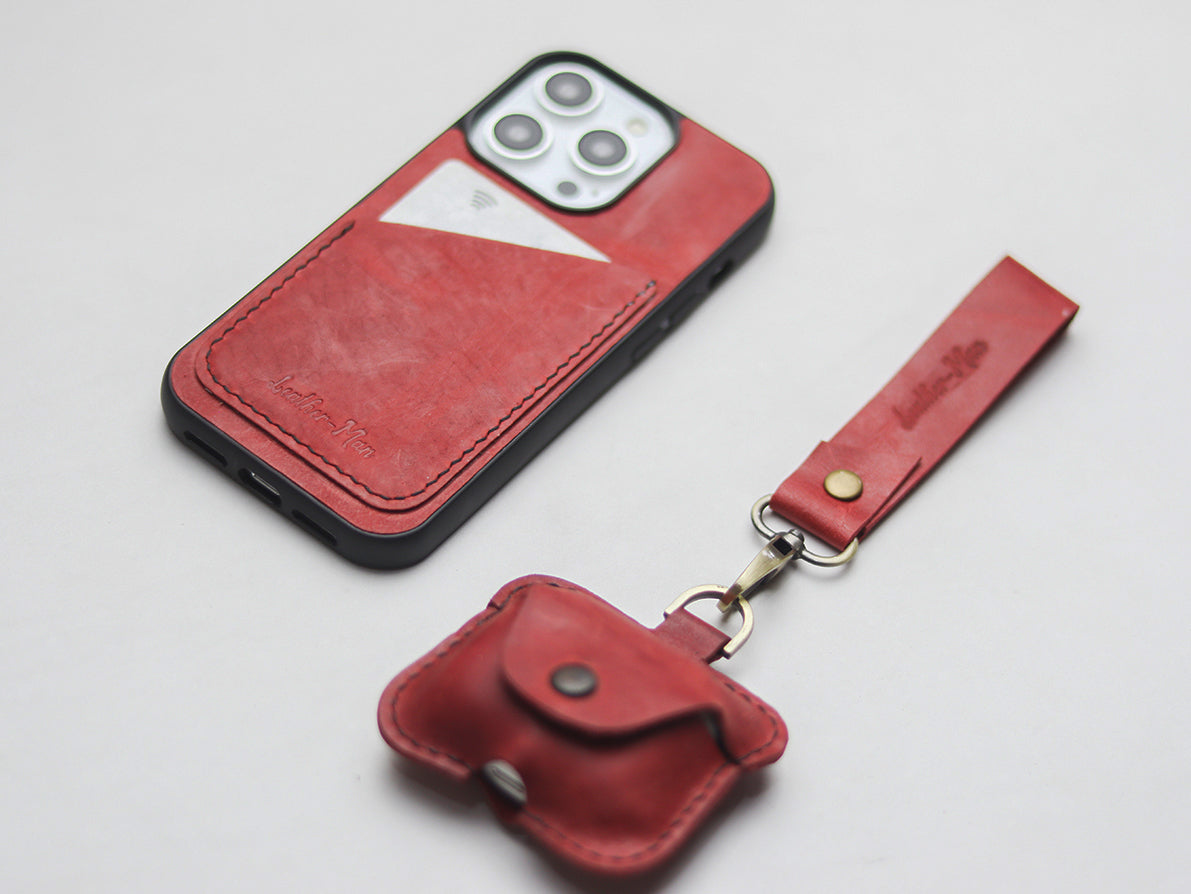 PRISMATIC RED LEATHER  WALLET PHONE CASE