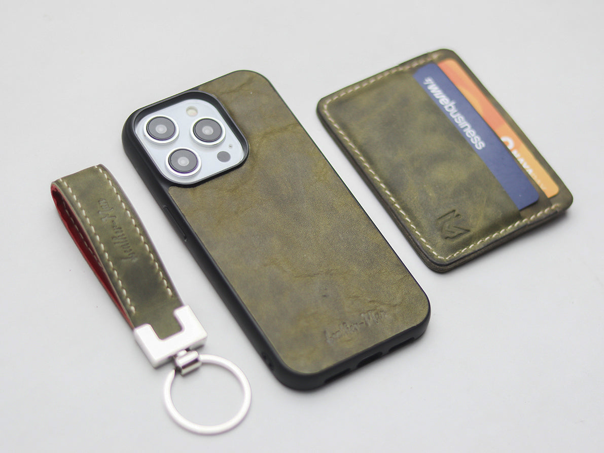 SEAWEED GREEN LEATHER CLASSIC PHONE CASE