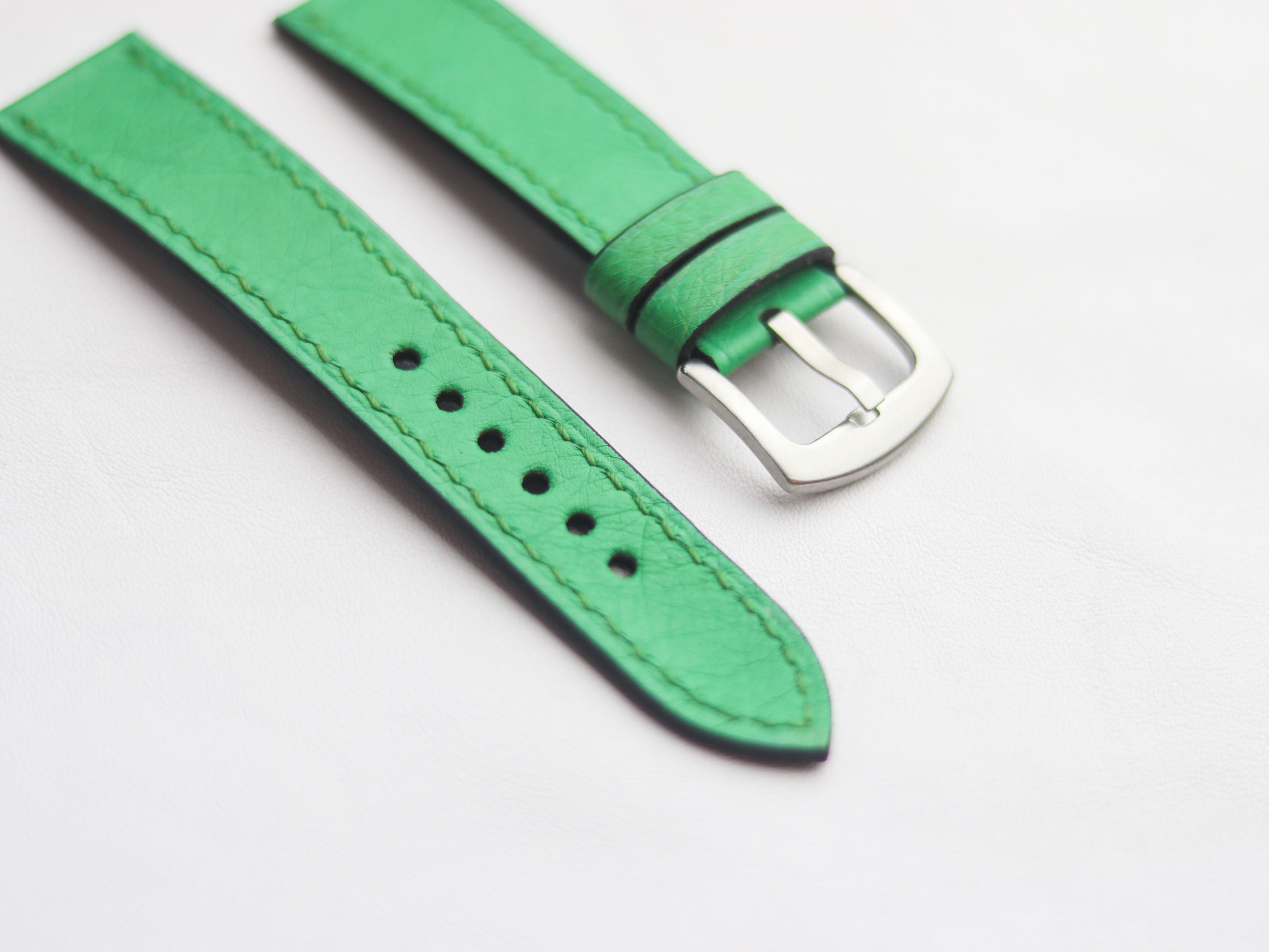 OSTRICH SKIN WATCH STRAPS - PARAKEET GREEN (NON-FOLLICLE)