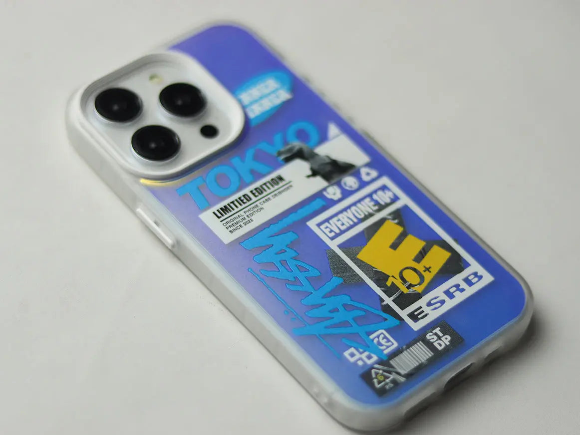 COLORFUL LASER TPU FASHION LABEL PHONE CASE. - grip